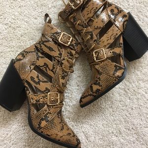 Snake print booties